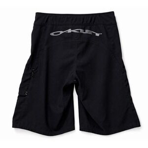 Y2k Oakley Board Shorts 34 Black Surf Swim Trunks Spell Out Logo Side Pocket
